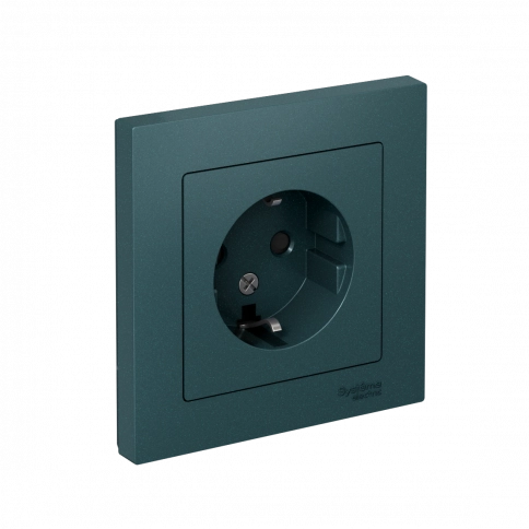 ATN000844 ATLASDESIGN РОЗЕТКА с заземлением со шторками, 16А, в сборе, ИЗУМРУД фото 1