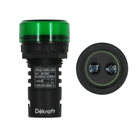 25002DEK Лампа комм. ADDS 22 мм Цвет:ЗЕЛЕНЫЙ LED 220В ЛK-22 (ЛК22-ADDS-GRN-LED) фото 4