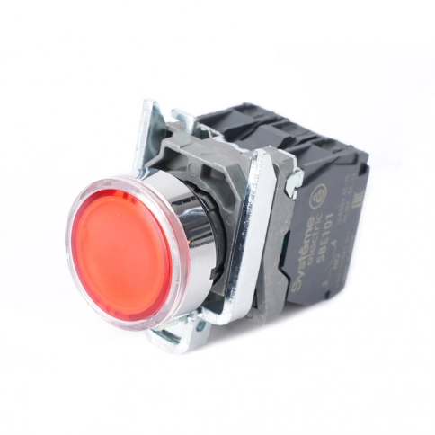 SB4BW34B5 Кнопка SB4 с подсветкой в сборе модульная 22мм красная металл 24ВDC 1НО+1НЗ фото 2