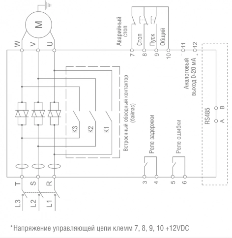 Устройство плавного пуска SBI-7.5/15-04 (7,5кВт/15А, 3Ф, 380В±15%, 50/60Гц, IP20, с обводным контактором) фото 2