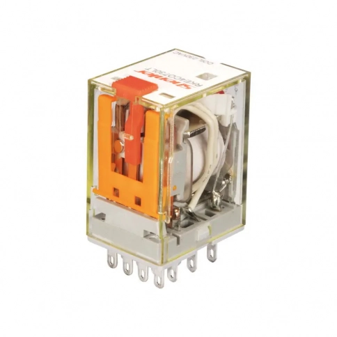 RKE4CO524LT Реле 4CO, 5A(250VAC/30VDC), 24VAC, мех. индикация, тест-кнопка с блокировкой, LED                                       (аналог RXM4AB1B7) фото 1