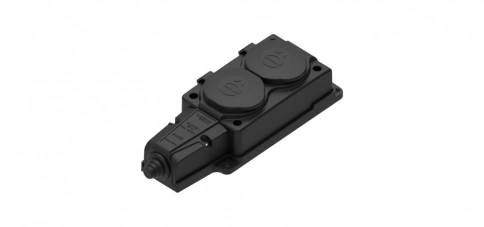 MST4102BK MultiSet Колодка 2х розетка 2К+З каучуковая 16А/250В IP44 Чёрная фото 2