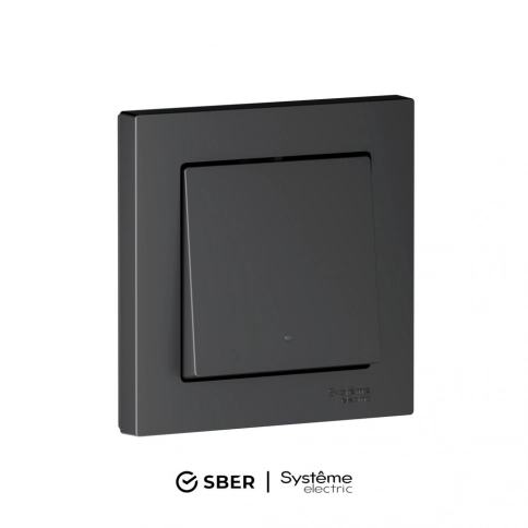 ATN001013Z ATLASDESIGN SMART 1-кл. ВЫКЛЮЧАТЕЛЬ с подсв., Zigbee, сх.1, L+N, 10А, мех., КАРБОН*** снят с поставок фото 1