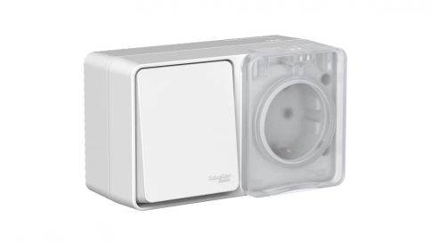 ATN543070 AtlasDesign PROFI IP54 О/У БЛОК: РОЗ. з/к со шт. 16А, ВЫКЛ.1-клав.10А, СЕРЫЙ фото 3