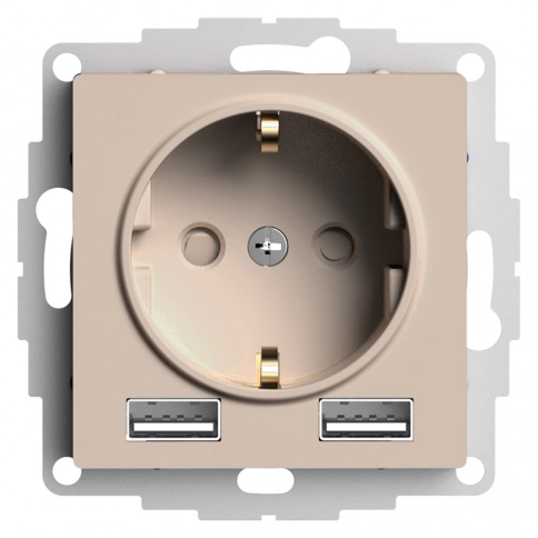 ATN001230 ATLASDESIGN РОЗЕТКА 16А c 2 USB A+A, 5В/2,4А, 2х5В/1,2А, механизм, ПЕСОЧНЫЙ фото 4