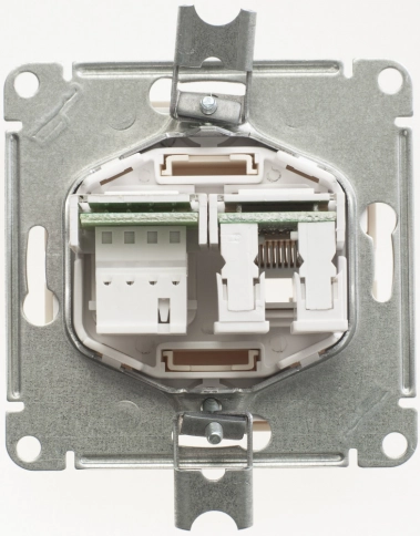 RSI-251TK5E-2-86 W59 РОЗЕТКА двойная RJ11+RJ45, 160В, 1А, кат.5E, механизм, СЛОНОВАЯ КОСТЬ ***снято с поставок фото 1